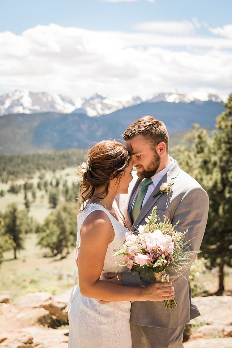 Bride Groom Close Scenic Rocky Mountain National Park Elopement http://allisonslaterphotography.com/