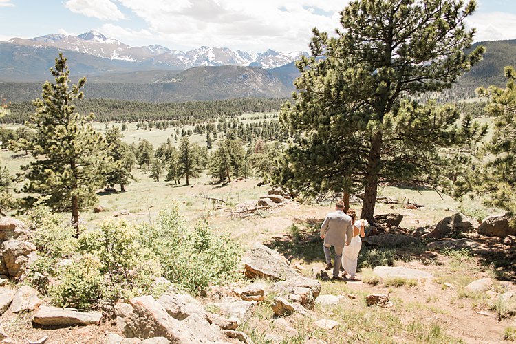 Bride Groom Walk Scenic Rocky Mountain National Park Elopement http://allisonslaterphotography.com/
