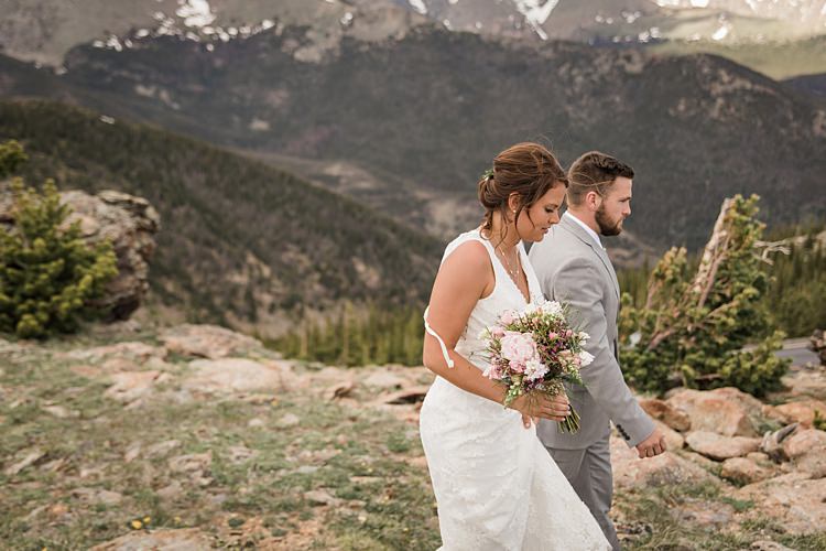 Bride Groom Walk Landscape Scenic Rocky Mountain National Park Elopement http://allisonslaterphotography.com/