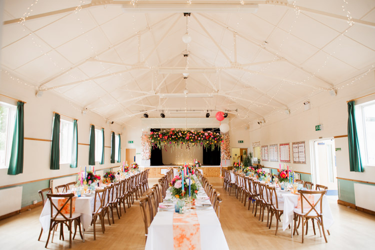 Village Hall St Ippolyts Hertfordshire Whimsical Unicorn Rainbow Wedding http://clairemacintyre.com/