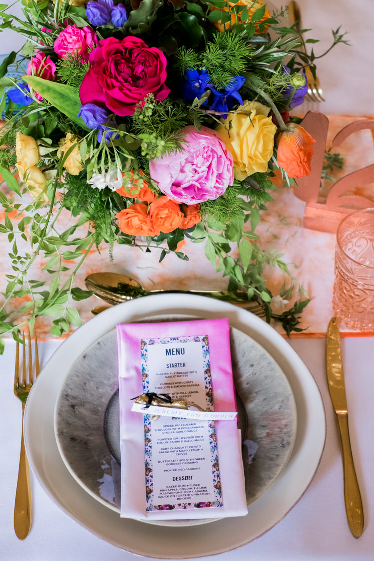 Decor Place Setting Tie Die Napkin Cloth Flowers Whimsical Unicorn Rainbow Wedding http://clairemacintyre.com/