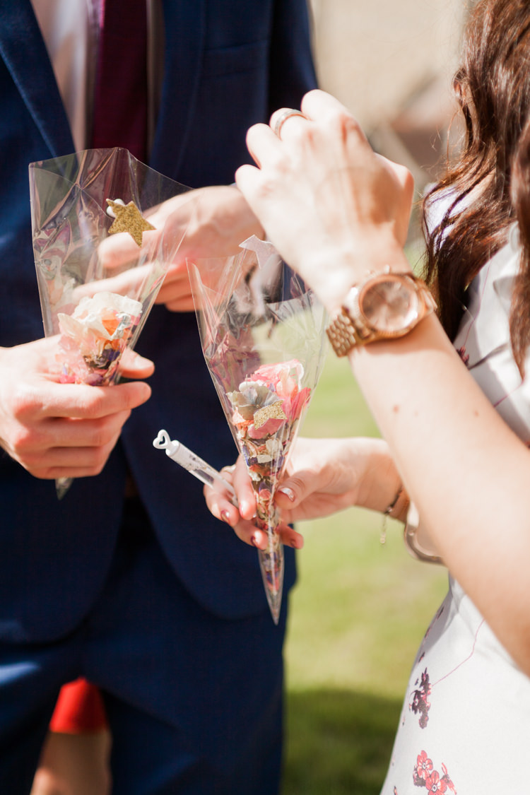 Confetti Bags Cones Whimsical Unicorn Rainbow Wedding http://clairemacintyre.com/