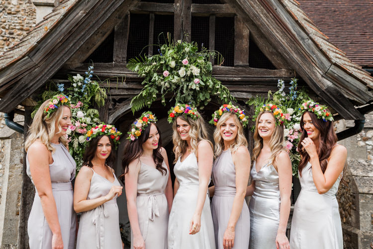Flower Crown Bridesmaids Whimsical Unicorn Rainbow Wedding http://clairemacintyre.com/