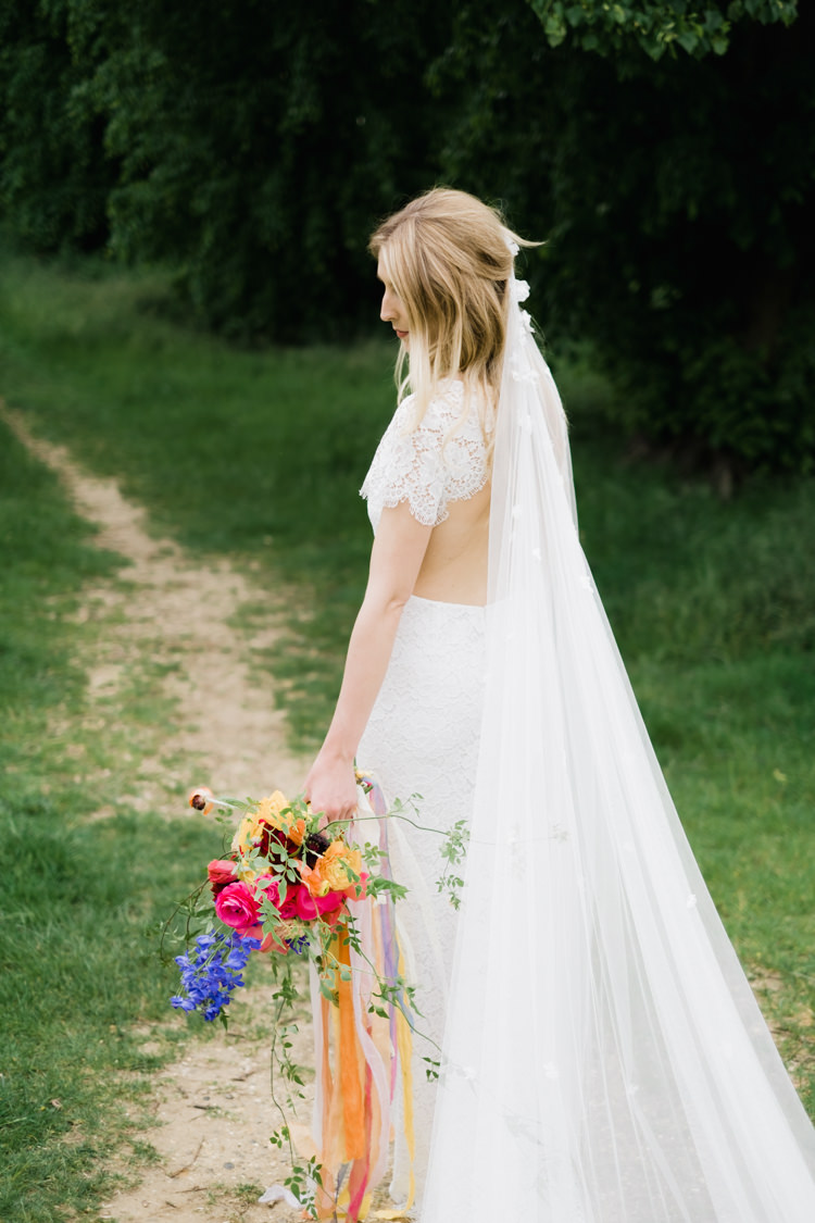 Hand Applique Lace Tulle Veil Whimsical Unicorn Rainbow Wedding http://clairemacintyre.com/