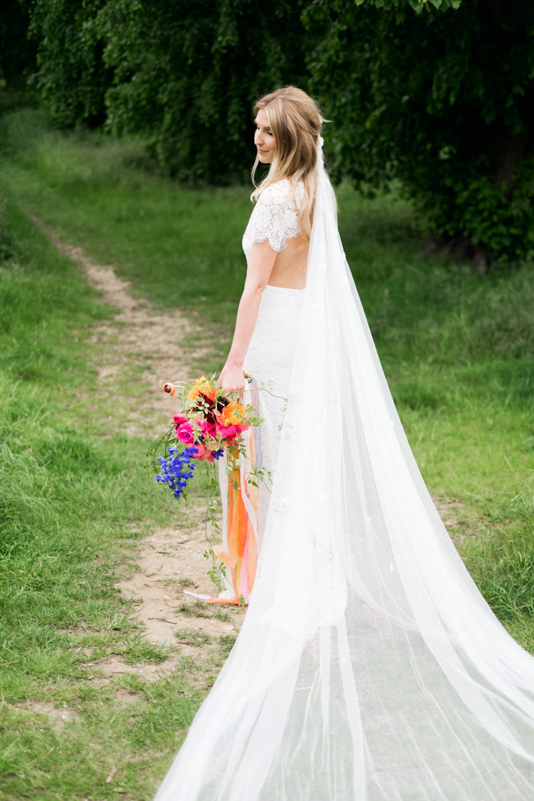 Houghton NYC Lace Dress Gown Bride Bridal Veil Whimsical Unicorn Rainbow Wedding http://clairemacintyre.com/