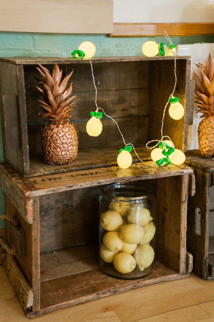Crate Decor Pineapples Whimsical Unicorn Rainbow Wedding http://clairemacintyre.com/