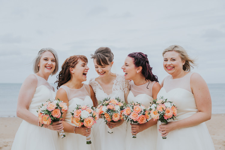 White Bridesmaid Dresses Colour Pop Coral Beach Wedding http://www.kategrayphotography.com/
