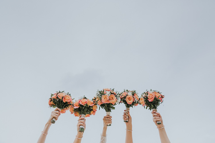 Rose Bouquets Bride Bridal Flowers Colour Pop Coral Beach Wedding http://www.kategrayphotography.com/