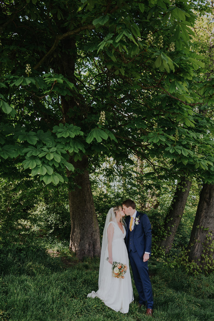 Bride Bridal Charlie Brear Dress Gown Veil Edit Suits Groom Yellow Tie Three Piece Waistcoat Low Key Colour Pop Local City Wedding http://www.kategrayphotography.com/