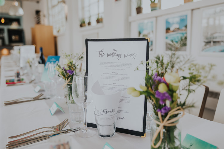 Menu Wine Jar Twine Gypsophila Flowers Table Place Setting Low Key Colour Pop Local City Wedding http://www.kategrayphotography.com/