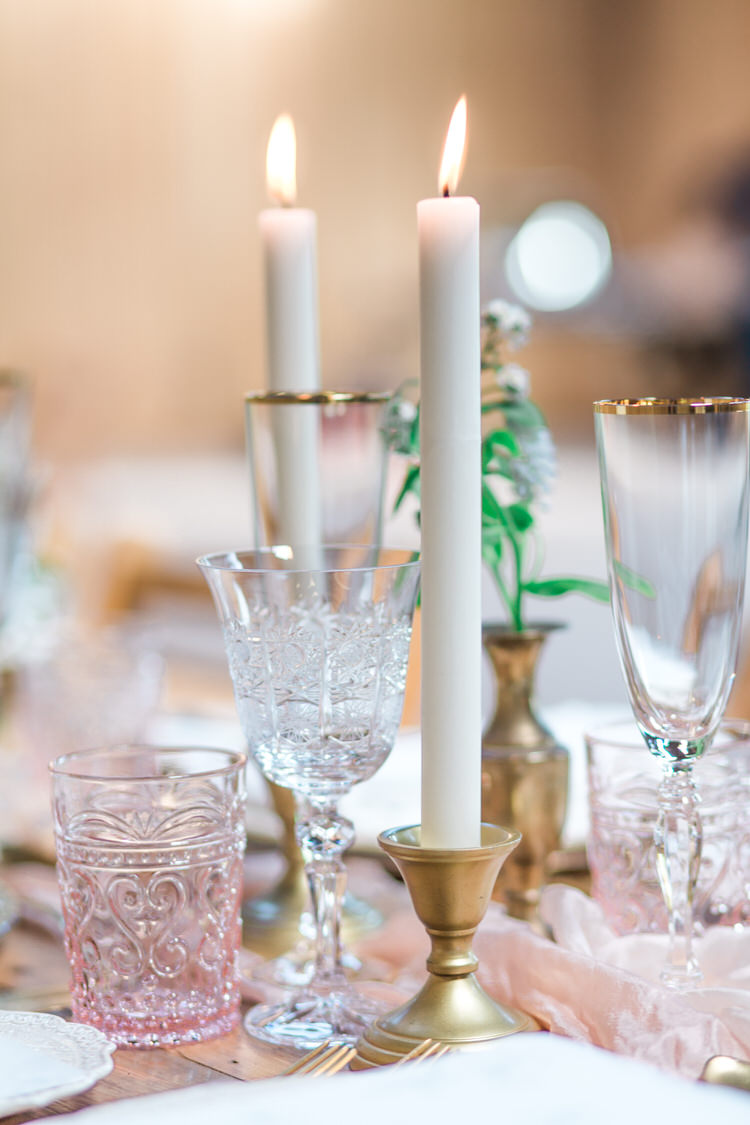 Decor Wooden Rustic Tablescape Fabric Candles Glasses Pink Flowers Ethereal Fine Art William Morris Wedding Ideas http://jessicadaviesphotography.co.uk/