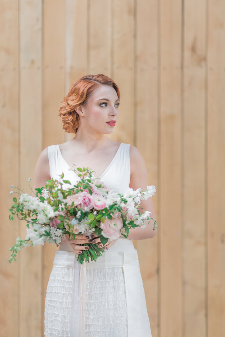 Flowers Bouquet Bride Bridal Ribbon Pretty Pink Green Rose Ranunculus Ethereal Fine Art William Morris Wedding Ideas http://jessicadaviesphotography.co.uk/