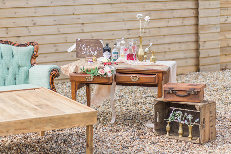 Gin Bar Rustic Wooden Stand Station Ethereal Fine Art William Morris Wedding Ideas http://jessicadaviesphotography.co.uk/