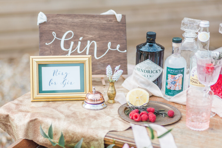 Gin Bar Rustic Wooden Stand Station Ethereal Fine Art William Morris Wedding Ideas http://jessicadaviesphotography.co.uk/