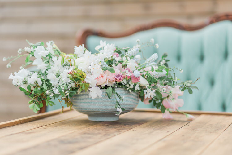 Urn Flowers Whimsical Pretty Pink Ethereal Fine Art William Morris Wedding Ideas http://jessicadaviesphotography.co.uk/