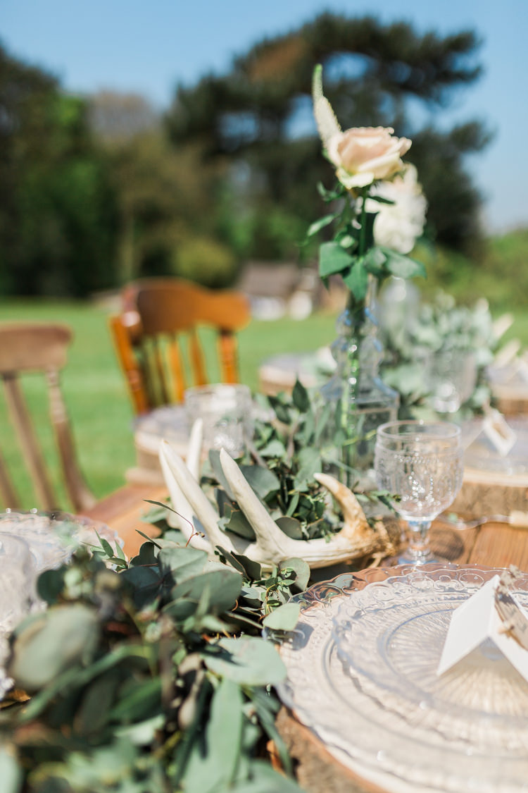 Foliage Swag Garland Table Runner Decor Bottles Flowers Tablescape Bohemian Garden Greenery Wedding Ideas http://www.storytellerphotography.co.uk/