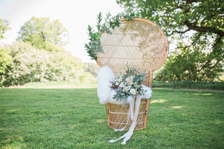 Foliage Flowers Roses Bouquet Pink Cream Feather Bride Bridal Bohemian Garden Greenery Wedding Ideas http://www.storytellerphotography.co.uk/