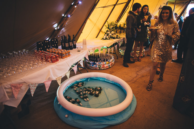 Paddling Pool Drinks Booze Large DIY Bohemian Tipi Party Wedding http://www.mikeplunkettphotography.com/
