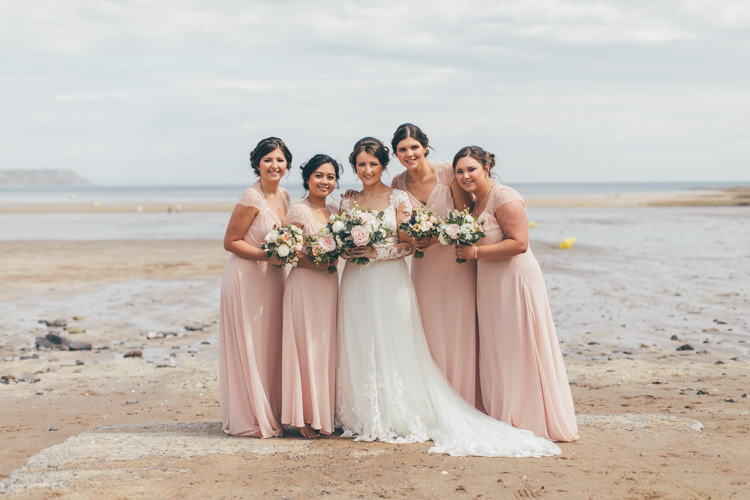 Long Maxi Bridesmaid Dresses Pretty Pale Pink Scenic Coast Wedding http://rachellambertphotography.co.uk/