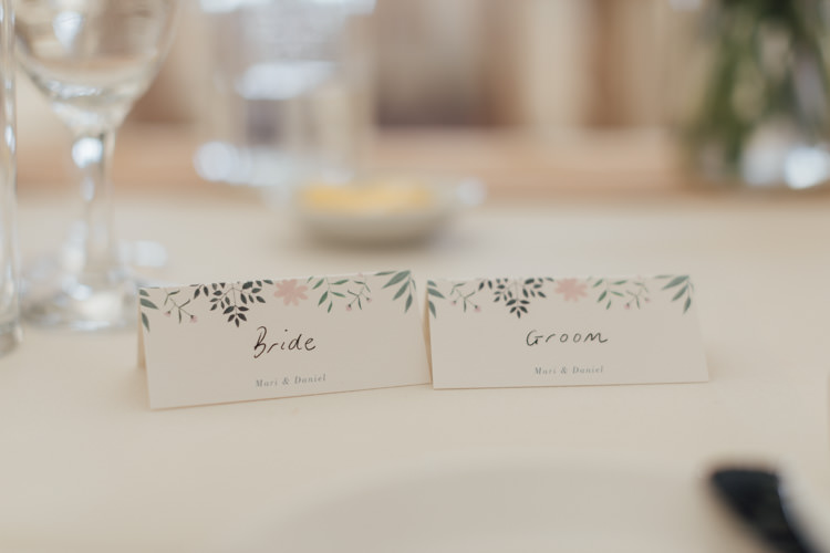 Floral Stationery Place Name Cards Pretty Pale Pink Scenic Coast Wedding http://rachellambertphotography.co.uk/