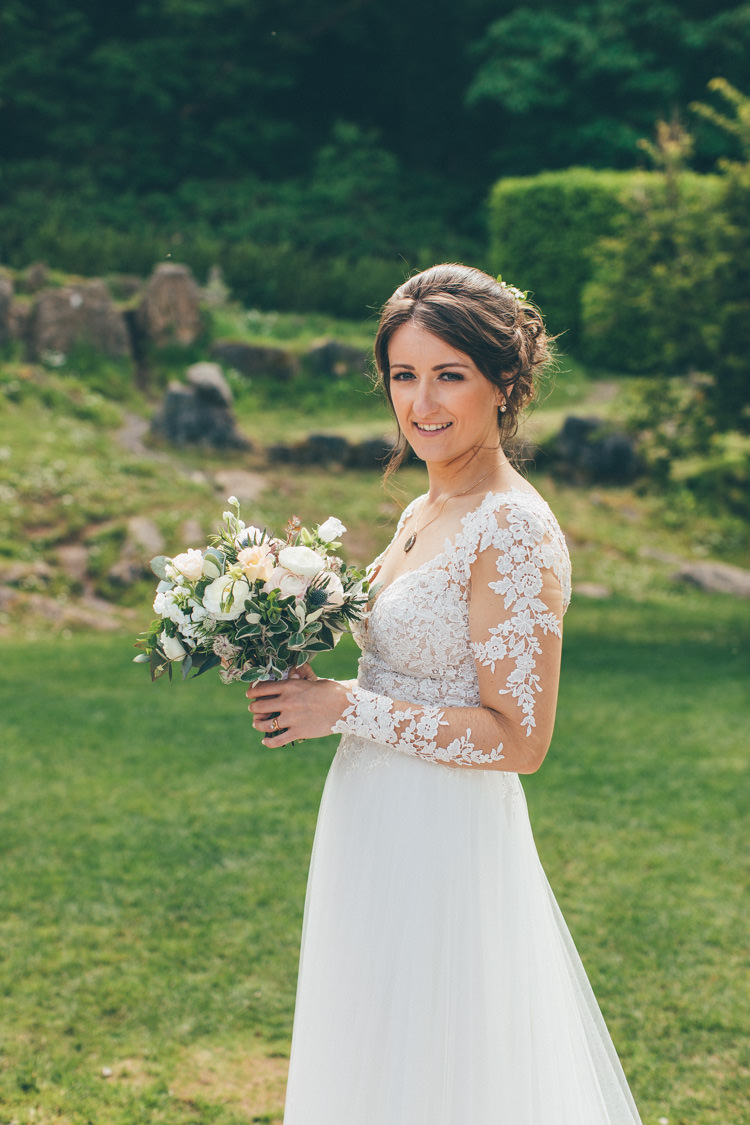 Essense of Australia Floral Appliqué Gown Sleeves Dress Bride Bridal Pretty Pale Pink Scenic Coast Wedding http://rachellambertphotography.co.uk/