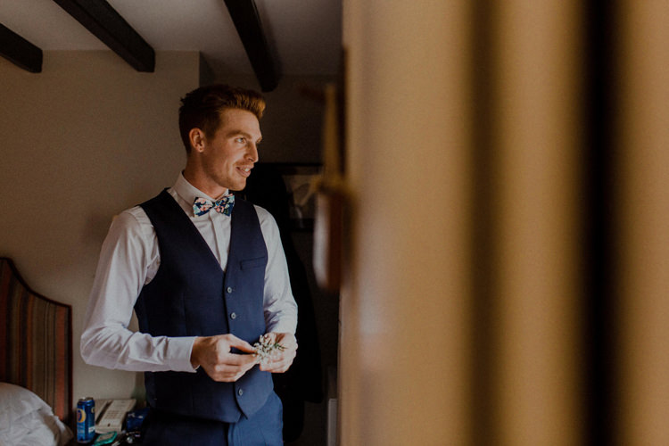 Waistcoat Floral Bow Tie Groom Dreamy Natural Boho Barn Wedding https://heychrisrandle.com/