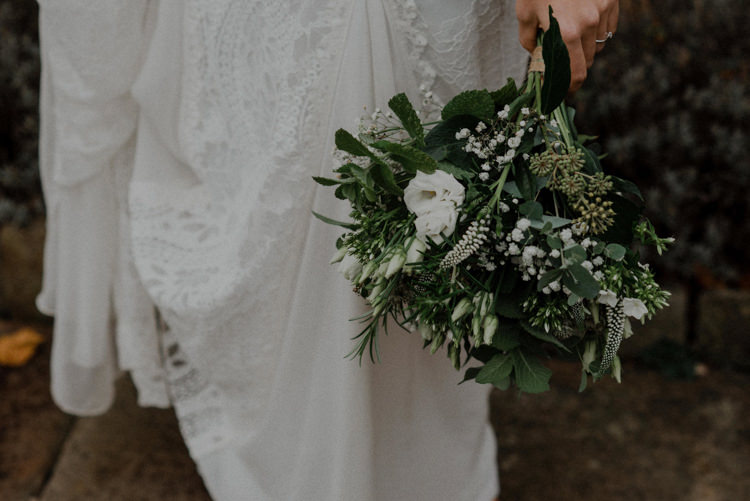 Greenery Foliage White Bouquet Flowers Bride Bridal Dreamy Natural Boho Barn Wedding https://heychrisrandle.com/