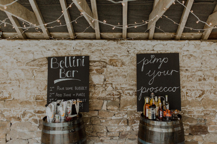 Bellini Bar Pimp Prosecco Bar Drinks Dreamy Natural Boho Barn Wedding https://heychrisrandle.com/
