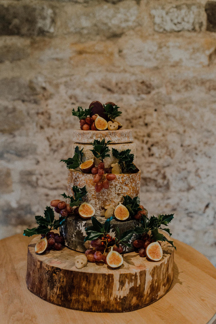 Cheese Tower Stack Cake Log Fruit Dreamy Natural Boho Barn Wedding https://heychrisrandle.com/