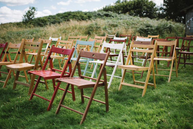 Rustic Chairs Ceremony Mis Matched Vintage Log Cabin Wedding Sea http://www.lisadevinephotography.co.uk/