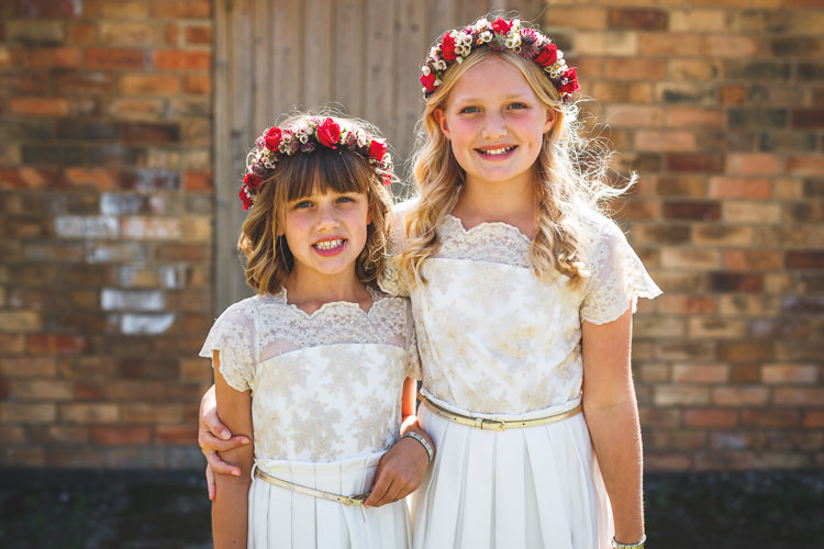 Bridesmaids Flower Girls Crown Monsoon White Lace Overlay Belt Rustic Barn Red Gold Glam Wedding https://garethnewsteadphotography.com/