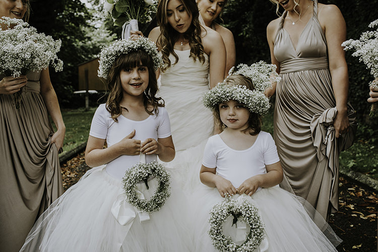 Flower Girls Tutus Skirts Crowns Enchanting Country Barn Wedding http://www.dmcclane.com/ 