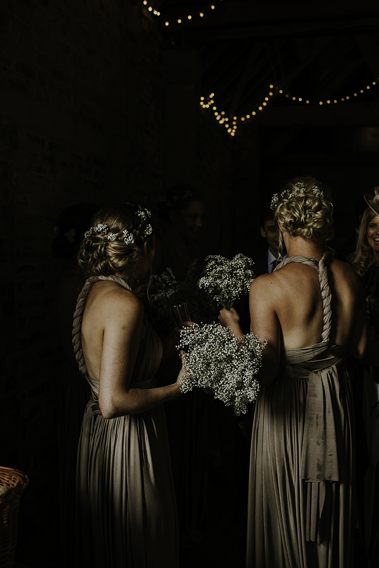 Champagne Multiway Bridesmaid Dresses Enchanting Country Barn Wedding http://www.dmcclane.com/ 