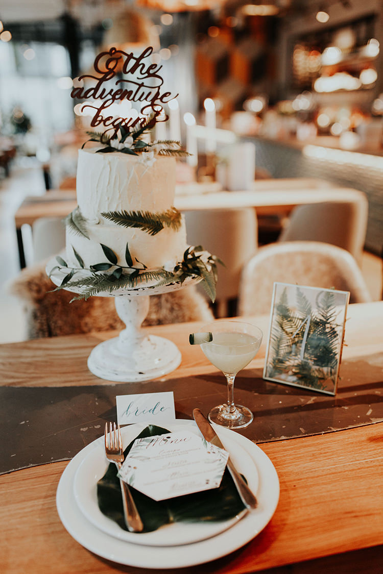 Buttercream Cake Topper Botanical Foliage Leaves Fern Industrial Greenery City Wedding Ideas https://leahlombardi.com/