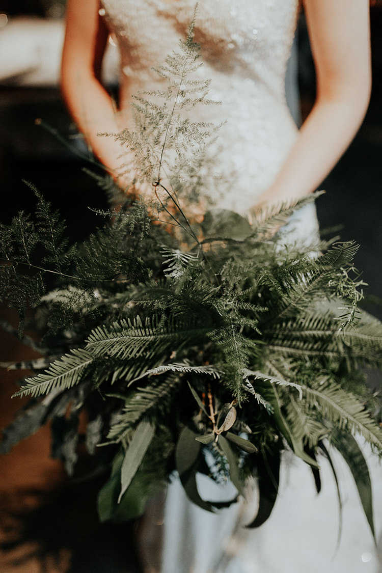 Fern Foliage Leaves Bouquet Flowers Bride Bridal Industrial Greenery City Wedding Ideas https://leahlombardi.com/
