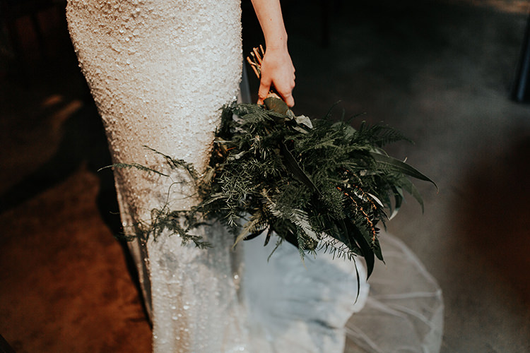 Fern Foliage Leaves Bouquet Flowers Bride Bridal Industrial Greenery City Wedding Ideas https://leahlombardi.com/