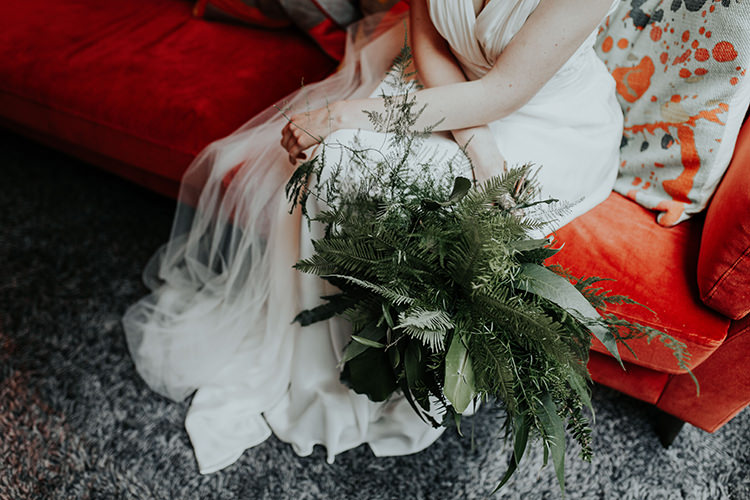 Fern Foliage Leaves Bouquet Flowers Bride Bridal Industrial Greenery City Wedding Ideas https://leahlombardi.com/