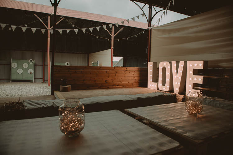 LOVE Letter Lights Lighting Whimsical Modern Rustic Barn Wedding http://photomagician.co.uk/
