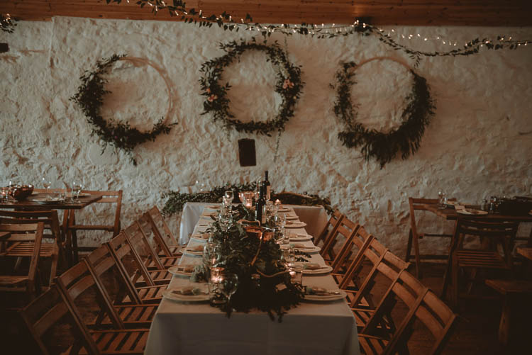 Decor Fairy Lights Hoop Greenery Foliage Backdrop Whimsical Modern Rustic Barn Wedding http://photomagician.co.uk/