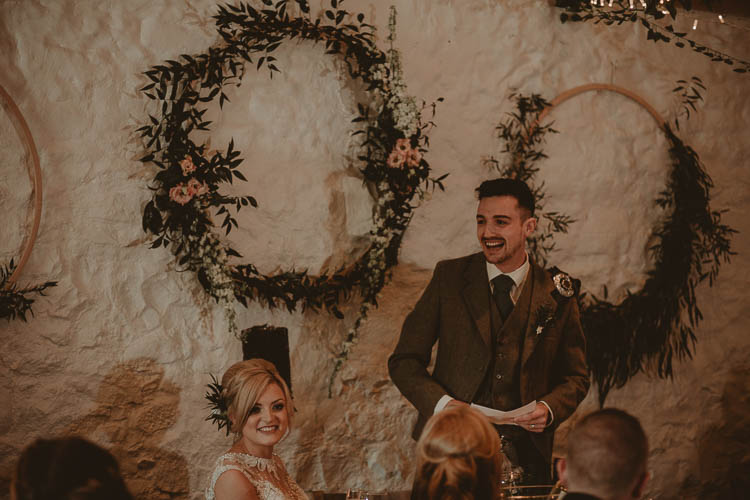 Flower Greenery Foliage Hoops Backdrop Top Table Whimsical Modern Rustic Barn Wedding http://photomagician.co.uk/