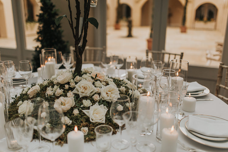 Table Scape Candles Moss Roses Centrepiece Decor Flowers Natural Elegance Asian Fusion Wedding Ideas http://liannegrayphotography.com/