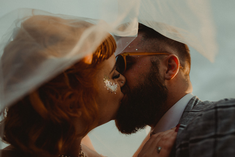 Glitter Make Up Bride Groom Fun Eclectic Kitsch Retro Fete Wedding http://www.belleartphotography.com/