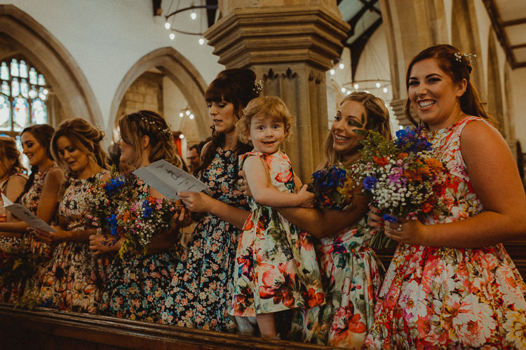 Floral Bridesmaid Dresses Eclectic Kitsch Retro Fete Wedding http://www.belleartphotography.com/