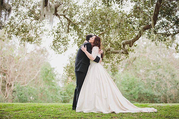 Bride Groom Embrace Magical Wedding Ceremony Beneath An Oak Tree Florida http://stephaniew.com/