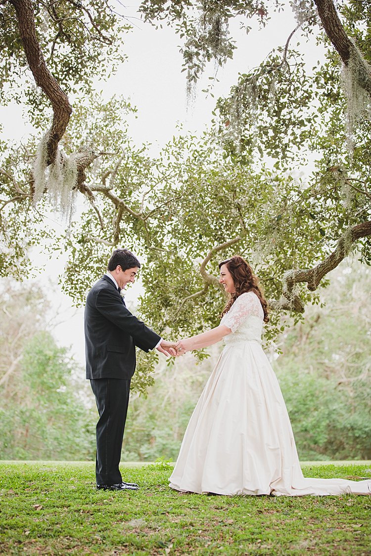 Bride Groom First Look Magical Wedding Ceremony Beneath An Oak Tree Florida http://stephaniew.com/