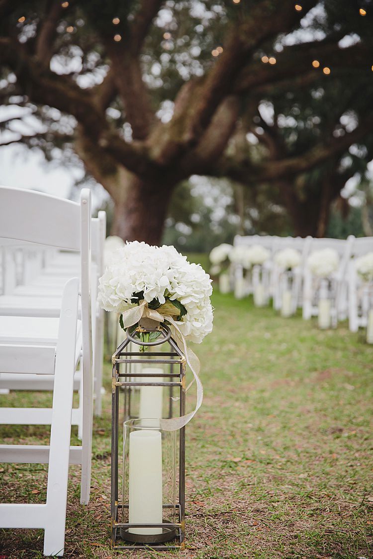 Aisle Decoration Lantern Magical Wedding Ceremony Beneath An Oak Tree Florida http://stephaniew.com/
