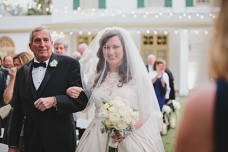 Bride Father Aisle Magical Wedding Ceremony Beneath An Oak Tree Florida http://stephaniew.com/