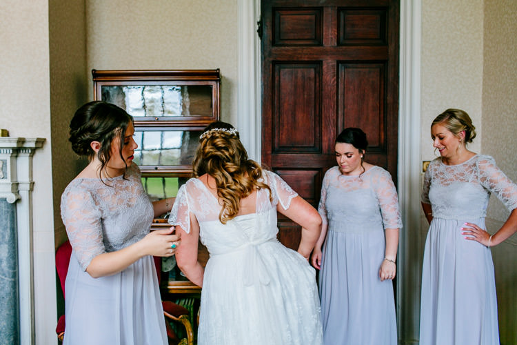 Bride Bridal Dress Gown Charlie Brear Strapless Overdress House of Fraser Bridesmaids Grey Lilac Lace Sleeved Stylish Sassy Gin Wedding http://epiclovestory.co.uk/