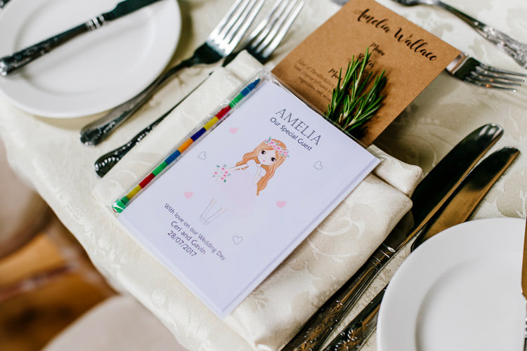 Table Place Setting Children Kids Activity Rosemary Menu Stylish Sassy Gin Wedding http://epiclovestory.co.uk/