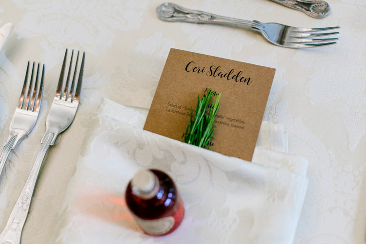 Table Centre Menu Modern Calligraphy Rosemary Sloe Gin Favour Stylish Sassy Gin Wedding http://epiclovestory.co.uk/